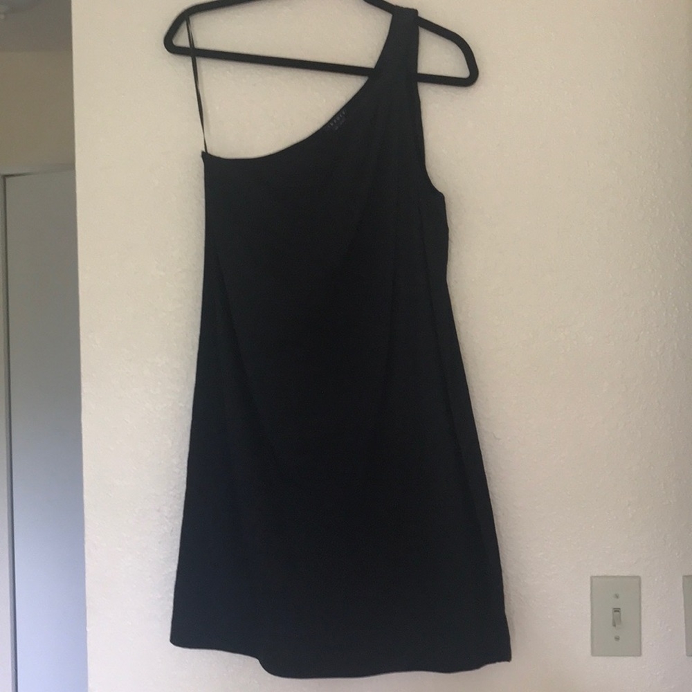Theory one shoulder black dress
